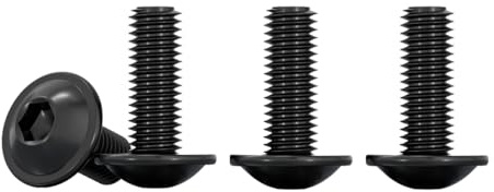 Drenky 50 Pcs Black Flanged Button Head Screws M4 X 16mm 304 Stainless Steel Screw M4 Bolts Pan Head, Rustproof, Fully Thread Hexagon Socket