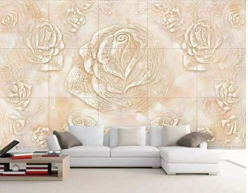 siuayosdj Papier peint mural en marbre rose, papier peint 3D, 350x245cm