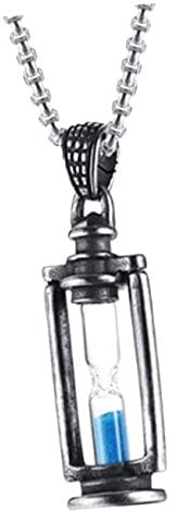 VALICLUD Titanstahl Sanduhr-Halskette Herren Vintage Schmuck Mit Sandtimer AnhäNger 3Mm*60Cm Perlenkette FüR Geburtstage, JubiläEn Und Festliche AnläSse