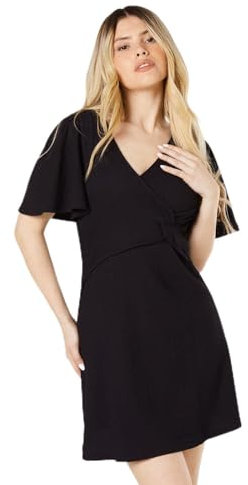 Dorothy Perkins Angel Sleeve Knot Detail Mini Dress, 10, Black
