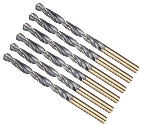 METALLIXITY Drill Bit (7mm) 6pcs, 4341 High-Speed Steel Straight Shank 118° Black and Gold Finish for Copper Aluminum Wood Plastic Medium Hard Metal