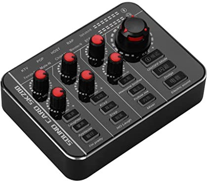 ABBNIA Carte Son DSP SK200 Sound Cartoon pour téléphone Portable et Ordinateur avec mixeur de Carte Son Rechargeable, Carte Son en Direct