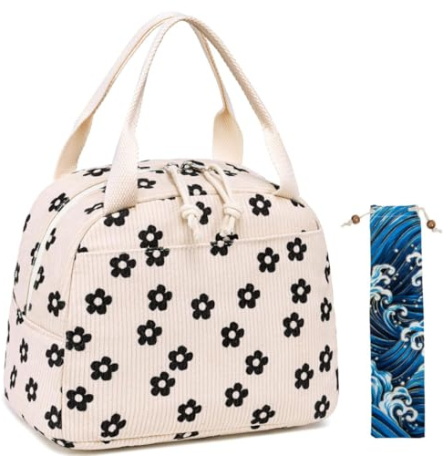 Bolsa de Almuerzo para Mujeres, Bolsa Termica Porta Alimentos, Herméticas para el Almuerzo para Niñas, Bonita Bolsa Térmica Portátil de Mano para la Escuela, Oficina, Picnic con Cubiertos Bolsa