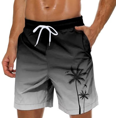 Costumi da Bagno Uomo,Costume Uomo Mare Coulisse Regolabile Spiaggia Costumi da Bagno Piscina Fodera in Rete Boxer Surf Asciugatura Rapida Pantaloncini (Grigio,L)