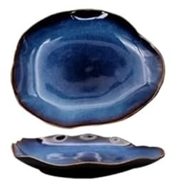 RKVXCJHDR Assiettes pour cuisine style japonais poterie irrégulière en céramique vaisselle en céramique grandes assiettes plates assiettes à salade plateau à dessert assiette pour manger (S)