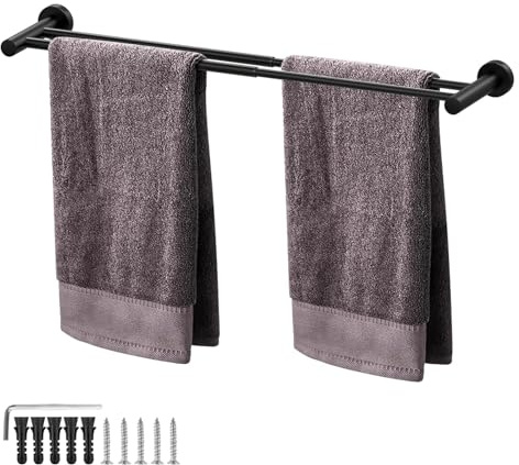 AMONENZ Porte Serviette Murale, 304 en Acier Inoxydable Porte Torchon Cuisine, Rétractable 40-69,8 cm Barre Serviette Salle de Bain, Conception à Double Tige, Utilisé dans Les Salles de Bains, Hôtels
