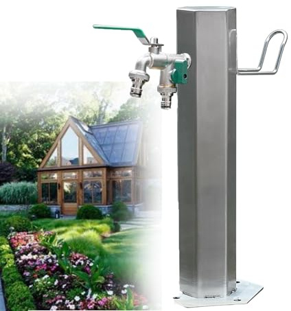 WassersäUle Mit Wasserhahn FüR Den AußEnbereich, Freistehender Wasserhahn Aus Messing Mit Gartenschlauchhalter, Vertikale WassersäUle FüR Den Garten Mit Frostrissen, Hydrantenbrunnen,4points(20mm)