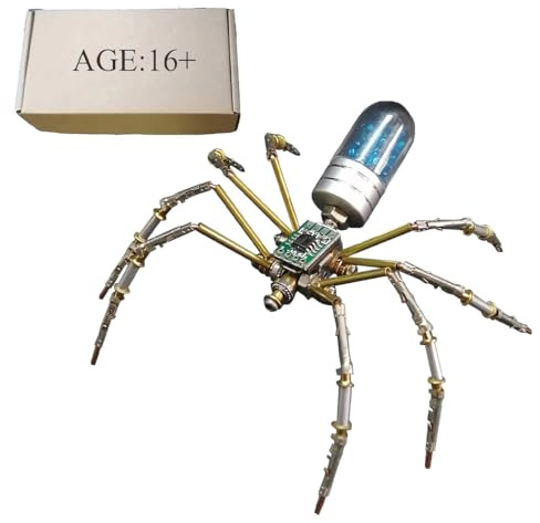 3D Metall Puzzle Spinne Modell Kit mit LED, Steampunk Mechanische Schaltkreis-Spinne, DIY Metall Modellbausatz für Erwachsene - 90+Teile