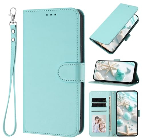 XINQCASE per iPhone 14 / iPhone 13, Custodia a Portafoglio in Pelle PU [Tracolla Staccabile], Flip Libro Custodia Cover per iPhone 14 / iPhone 13, Menta Verde