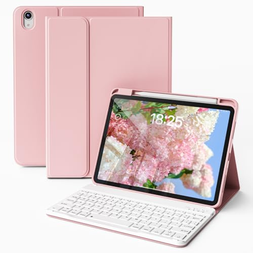 zoyu Case for iPad Air 11 Inch M4/M3/M2, Air 5th/4th Gen 10.9, Light Pink | Stand Folio Keyboard Cover, Pencil Holder, Magnetic Wireless Detachable Bluetooth Keyboard ,Thin & Light, Auto Wake/Sleep