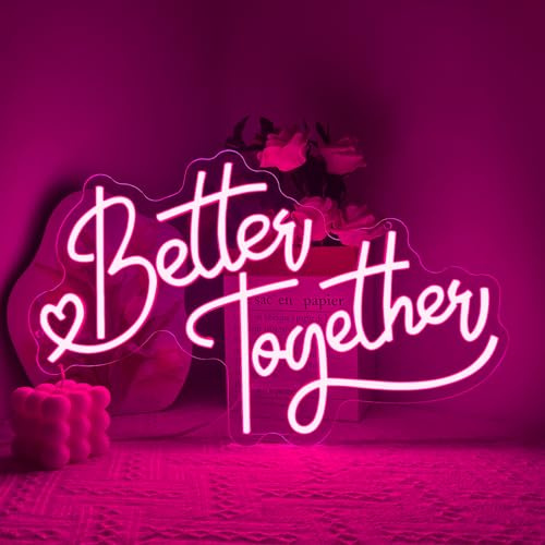 Better Together Neon Schild für Wand Deko,Zusammen Besser LED Schilder für Home Bar Schlafzimmer Club Party Pub Hochzeit,Rosa Beleuchtet Geschenk für Paare Frauen Lady USB Powered（15.8*11）