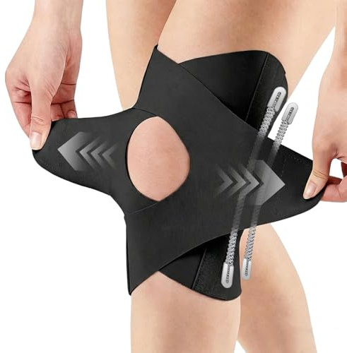 Goldeer Rodilleras Menisco y Ligamento,Rodillera Rotuliana con Estabilizadores Laterales con Resorte para Dolor de Artritis,Deportes Dolor Articular,para Hombres y Mujeres (Negro, Large)
