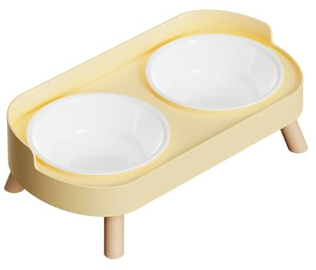 Ensemble de Bols de Nourriture et d ' Eau pour Chats, mangeoire surélevée pour Animaux de Compagnie, Double Bol avec Conception antiéclaboussures, Base pour Chats et Chiens, Lavable Lave-Vaisselle