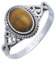mantraroma Damen Ring Silber mit Stein Tigerauge Edelstein braun ausgefallen verspielt