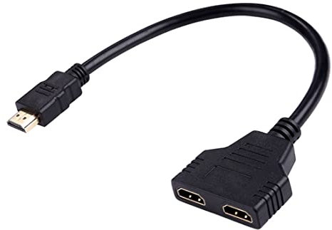 Aukson R09 HDMI Splitter 1x2, 4K 3D 1080P, HDMI 1.4 V Verteiler, 1 Eingangs- auf 2 Ausgänge, Mirror Only (Nicht Erweitern), 30cm - Ideal für HDTV, LCD Monitor und Projektoren