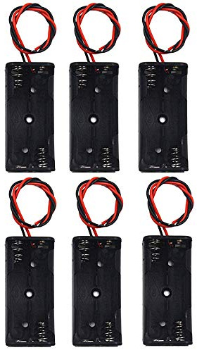 LampVPath (Pack of 6 2 X 1.5V AAA Battery Holder with Leads, AAA Battery Holder with Wires
