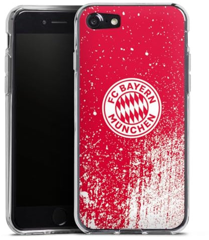 Silikon Hülle kompatibel mit Apple iPhone 8 Case transparent Handyhülle FC Bayern München Offizielles Lizenzprodukt FCB