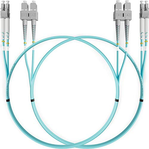 Beyondtech PureOptics Lot de 2 câbles de raccordement en fibre optique duplex multimode LC vers SC 50/125um OM3 10G LSZH 2 m