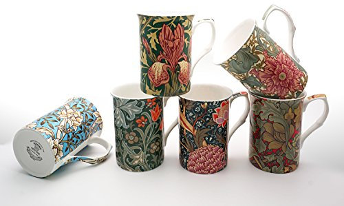 FINE Bone China Set of 6 Mugs William Morris Mugs Free UK DELIVERY