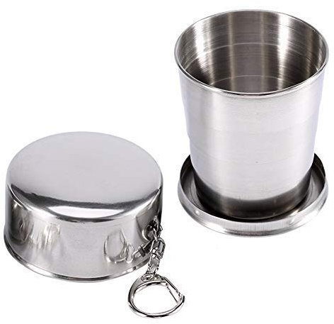 Nikou Gobelet Télescopique Acier Inoxydable, Camping Pliable boire un verre tumbler avec Couvercles Trousseau de Camping Voyage randonnée en plein air Pêche Alpinisme