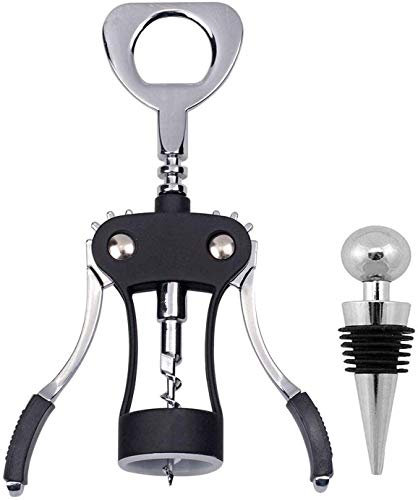 Ilyever Premium Weinöffner mit Flaschenverschluss, multifunktionaler Korkenzieher für Zuhause, Küche, Restaurant, Party und als Geschenk, schwarz