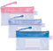 wisdompro Borse di File con Cerniera 3 pezzi, Mesh Sacchetto del Documento Impermeabile, Cartelletta Porta Documenti in Plastica per Documenti, Ricevute, Cancelleria, Cosmetici (Rosa/Blu/Azzurro)