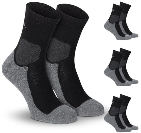 gipfelsport Wandersocken Herren & Damen, Outdoor Trekkingsocken | Hiking Socks, Wanderstrümpfe aus Merinowolle | Trekking Socken für Wandern mit extra Polster | Größe 42-44 I Schwarz, Dick I 3x Paar