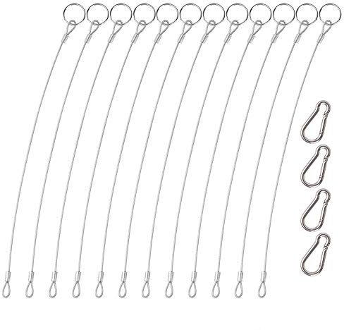 YuCool Lot de 12 cordons de sécurité en acier inoxydable 316 de 2 mm avec 4 boucles de levage pour éviter les pertes et suspendre des lumières modernes