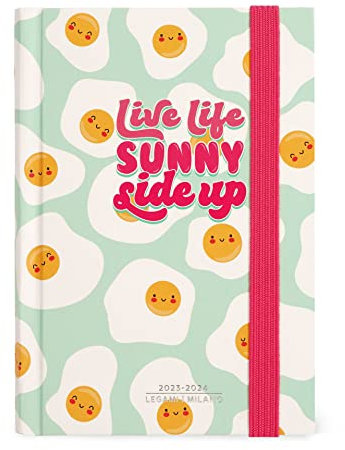 Legami - Tagesplaner Small, 16 Monate, September 2023 bis Dezember 2024, Verschluss mit Gummiband, Monatsplaner Januar 2025, 9,5 x 13,5 cm, Egg Thema