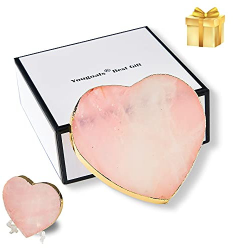Rosenquarz-Achat-Untersetzer, Herz, rosa Geode, Stein, Untersetzer für Getränke, Geschenk-Box, 1 Stück, Kristall-Untersetzer, Dekoration für Geburtstag, Weihnachten, Valentinstag, Hochzeit,