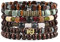 HZMAN Wrap Bracelets Men Women Hemp Cords Wood Beads Ethnic Tribal Bracelets, Leather Wristbands (Skull)