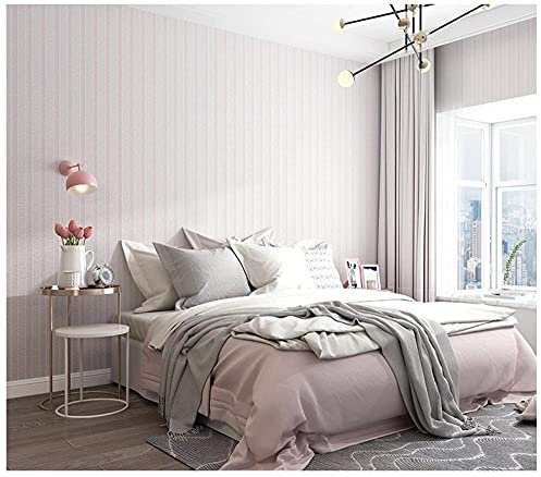 ZZDXL Tapeten Hellrosa Streifen Tapete Vliestapete 10 M X 0,53 M,3D Tapete Für Schlafzimmer Wohnzimmer Oder Küche,Modern Klassisch Elegance Tapete Kinderzimmer,Wandtapete Jungen Mädchen