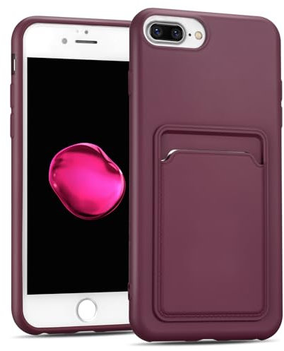 CoolGadget Card Case für iPhone 7 Plus/iPhone 8 Plus, TPU Schutzhülle mit Kartenfach und erhöhtem Kantenschutz, Lila