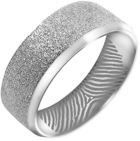 Everstone Personalisieren Fingerabdruck Gravieren Paar Ringe Eheringe, Titane Ring Hochzeit, Verlobung, Alltag, Männer Damen Partnerringe Eheringe, Größe 46 bis 77 Farbe: Platin 7MM 5MM
