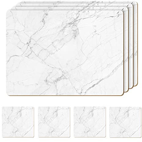 Tischset und Untersetzer, Marmor, Weiß