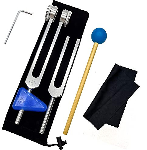 528Hz Stimmgabel & 136.1Hz Stimmgabel Set mit Dreieckig Kieselgel Chakra für DNA Heilung Stimmgabeln Sound Healing Gabel