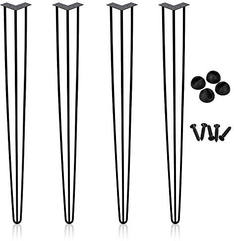 Einfeben 4X Hairpin Legs Tischbeine Möbelfüße Tischgestell Haarnadelbeine Tischkufen Haarnadelbeine schwarz 28inch(72cm) 3 Stangen, für Schreibtisch,Esstisch