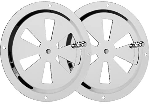 Vegena 2 rosetas redondas de 125 mm de acero inoxidable para ventilación, chapa de ventilación, ventiladores de branquia, con cierre, válvula de plato, válvula redonda para ahumador, barco, campista,