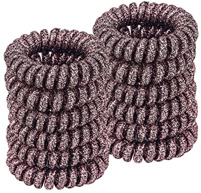 Lot de 12 élastiques à cheveux en spirale (or rose pailleté), élastiques à cheveux enroulés pour cheveux épais, élastiques à cheveux pour queue de cheval pour femme, sans plis, cordon de téléphone