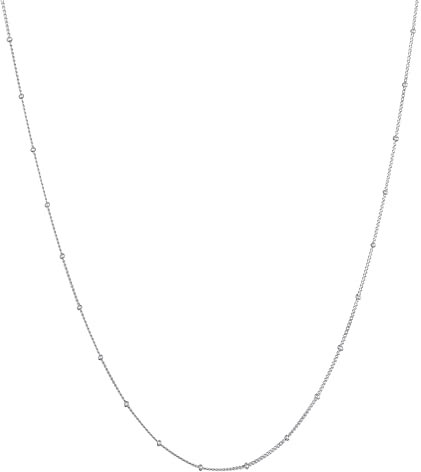 Kuzzoi Silber Halskette, Basic Kugelkette für Männer, Handgefertigte Herrenkette (1 mm) aus 925er Sterling Silber, Silberkette für Anhänger, Länge 50 cm