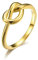 Hoisy Ringe Vergoldet Damen Ring Gold Edelstahl Knoten Gold Größe 52 Eheringe Antragsring für Frauen