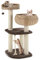 GOPLUS Arbre à Chat 104 CM en Tige de Massette, 4 Niveaux, avec Plateformes, Niche, Poteaux en Sisal, Coussin Souple, Boule et Corde Suspendues pour Chats et Chatons, Marron et Beige