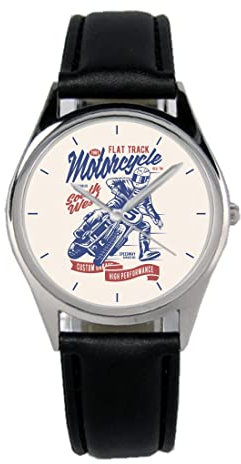 KIESENBERG Armbanduhr Motocross Enduro Motorrad Geschenk Artikel Idee Fan Damen Herren Unisex Analog Quartz Lederarmband Uhr 36mm Durchmesser B-21271