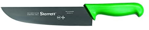 Starrett Professional Stainless Steel Chefs Kitchen Knives - Wide Straight Profile - 10-inch (250 mm) - Green Handle