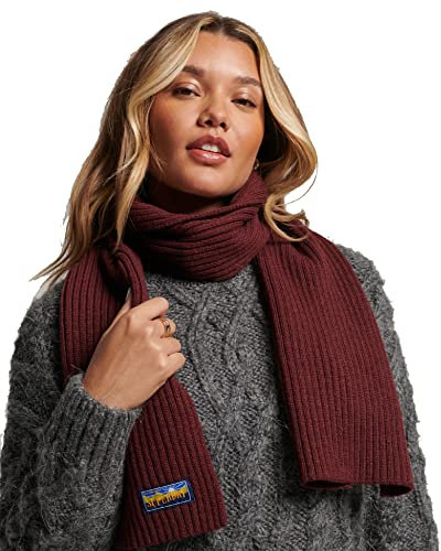 Superdry Radar 2.0 Strickschal aus Wollmischgewebe, Vintage-Stil, Port, Einheitsgröße