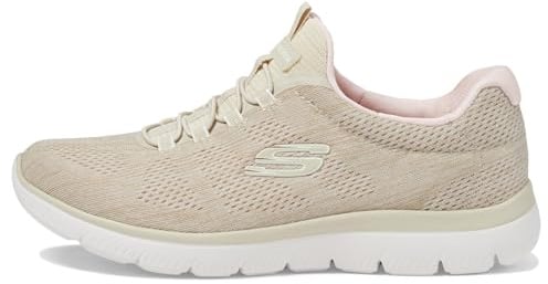 Skechers Damen Summits Fun Flare Turnschuhe, Taupe Mesh/Light Pink Trim, 35.5 EU