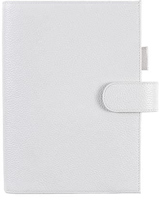 Moterm Leder Cover für A5 Notizbuch - Passt Hobonichi Cousin,Stalogy und Midori MD Planer,mit Stiftschlaufe,Kartenfächer und hintere Tasche (Kiesel-Creme)