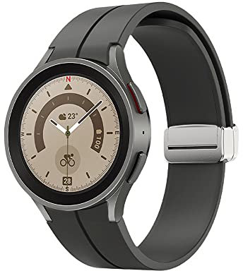 20 mm Schnellverschluss-Armband für Samsung Galaxy Watch 5/4 Bänder, 44 mm 40 mm für Damen und Herren, verstellbares Sportarmband für Galxy Watch 5 Pro 45 mm/4 Classic 42 mm 46 mm, Space Grey