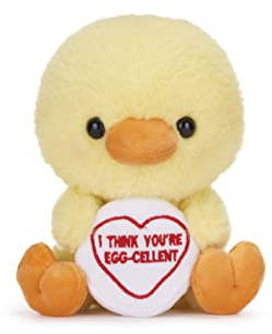 Swizzels Love Hearts 18cm (7-Inch) Baby Chick ‘I THINK YOU’RE EGG-CELLENT’ Plush Soft Toy