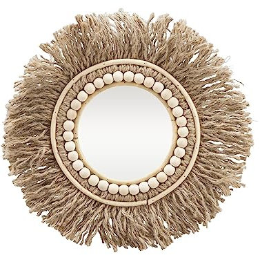 Exner GmbH Miroir avec corde en jute Swill - Marron - Verre/corde/bois - 39 x 39 x 2 cm